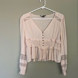 A & E pink lace blouse